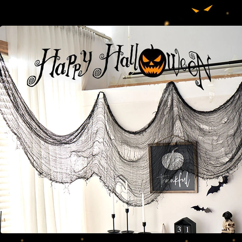 Halloween decoratie gaasdoek zwart 200 x 76 cm