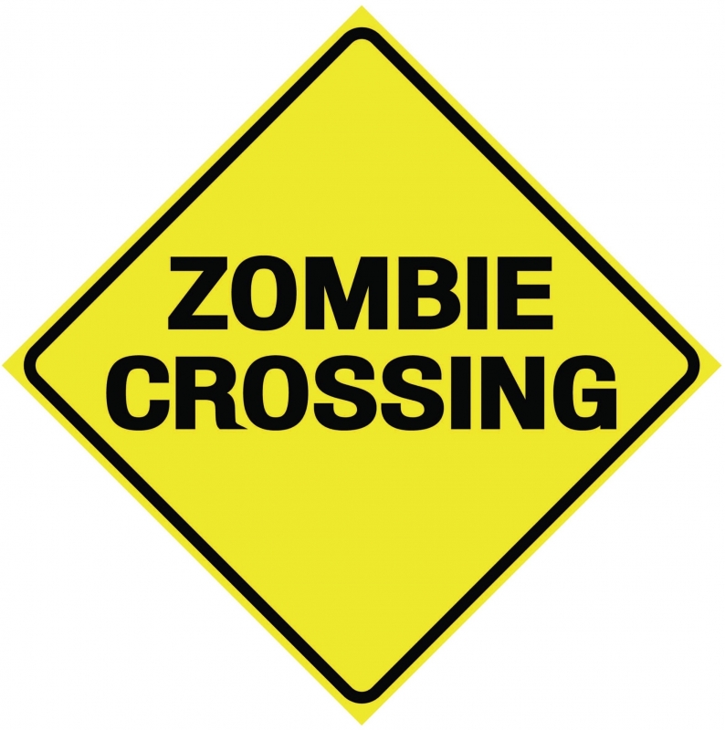 Metal sign Zombie crossing 28 cm