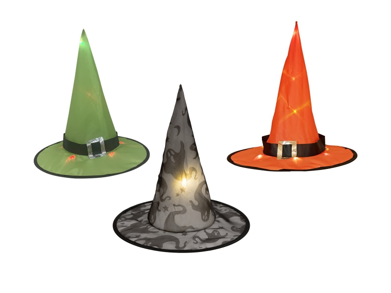 Halloween Witch Hat 3pc set, illuminated, 36cm
