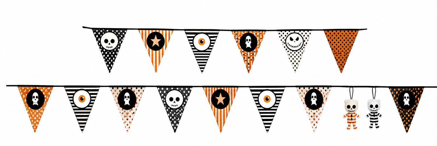 Papieren vlaggenlijn "Happy Halloween"