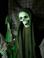 Halloween Figure Skeleton with green cape, animated, 170cm