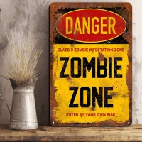 metal sign danger zombie zone