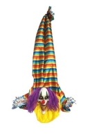 Geanimeerde ondersteboven hangende clown 120cm