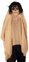 Eng Doodskop Masker met Zwarte Haren en Jute Sluier