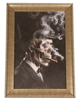 Schilderij Smoking Skull LED